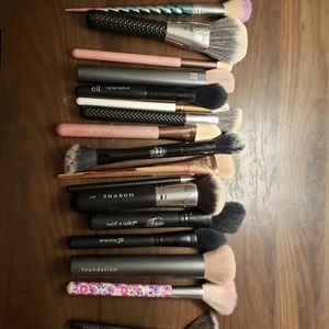 Lot of makeup brushes